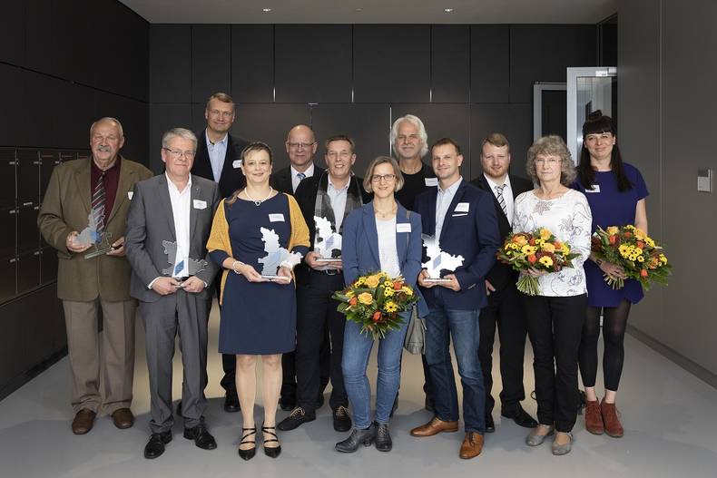 5 Unternehmen aus dem LDS wurden beim Wirtschaftsempfang am 24. Oktober 2019 in Wildau von Landrat Stephan Loge geehrt   